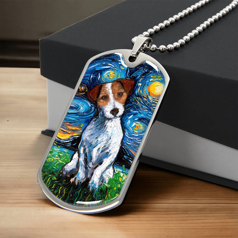 Jack Russell Starry Night Dog Tag Necklace