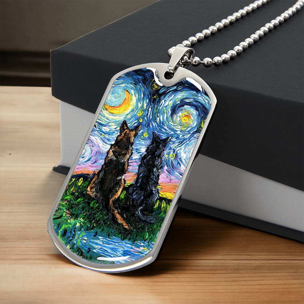 Soulmates Starry Night Dog Tag Necklace