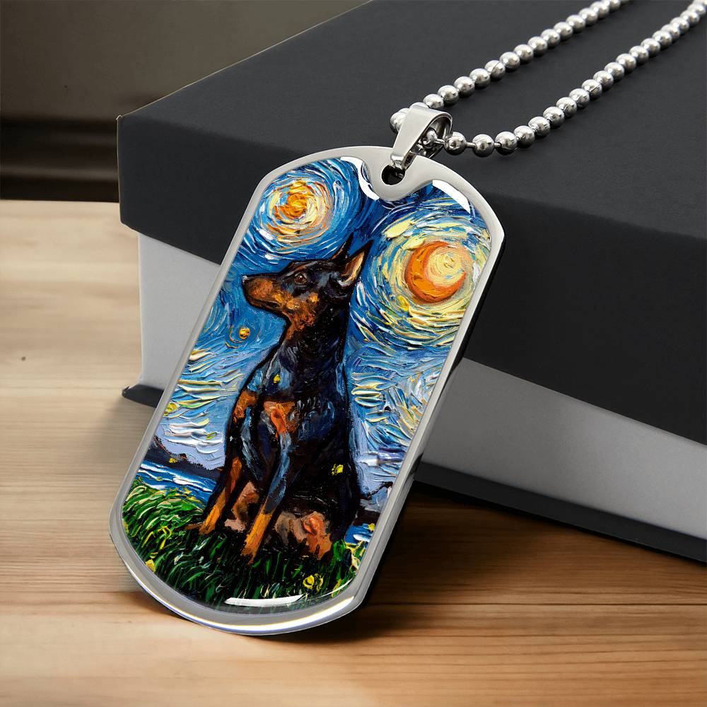 Miniature Pinscher Starry Night Dog Tag Necklace