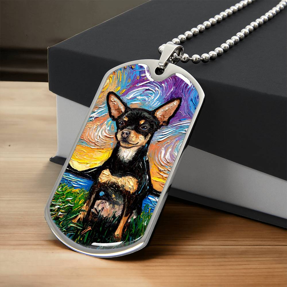 Black and Tan Chihuahua Dog Tag Necklace