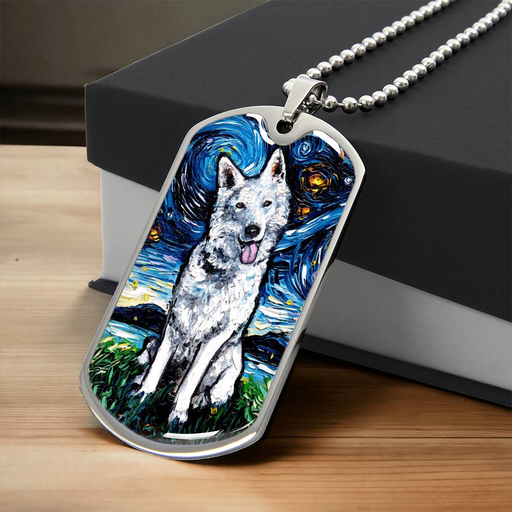 Swiss Shepherd Starry Night Dog Tag Necklace