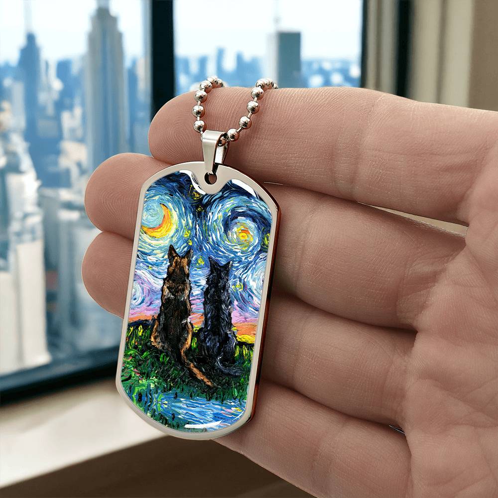 Soulmates Starry Night Dog Tag Necklace