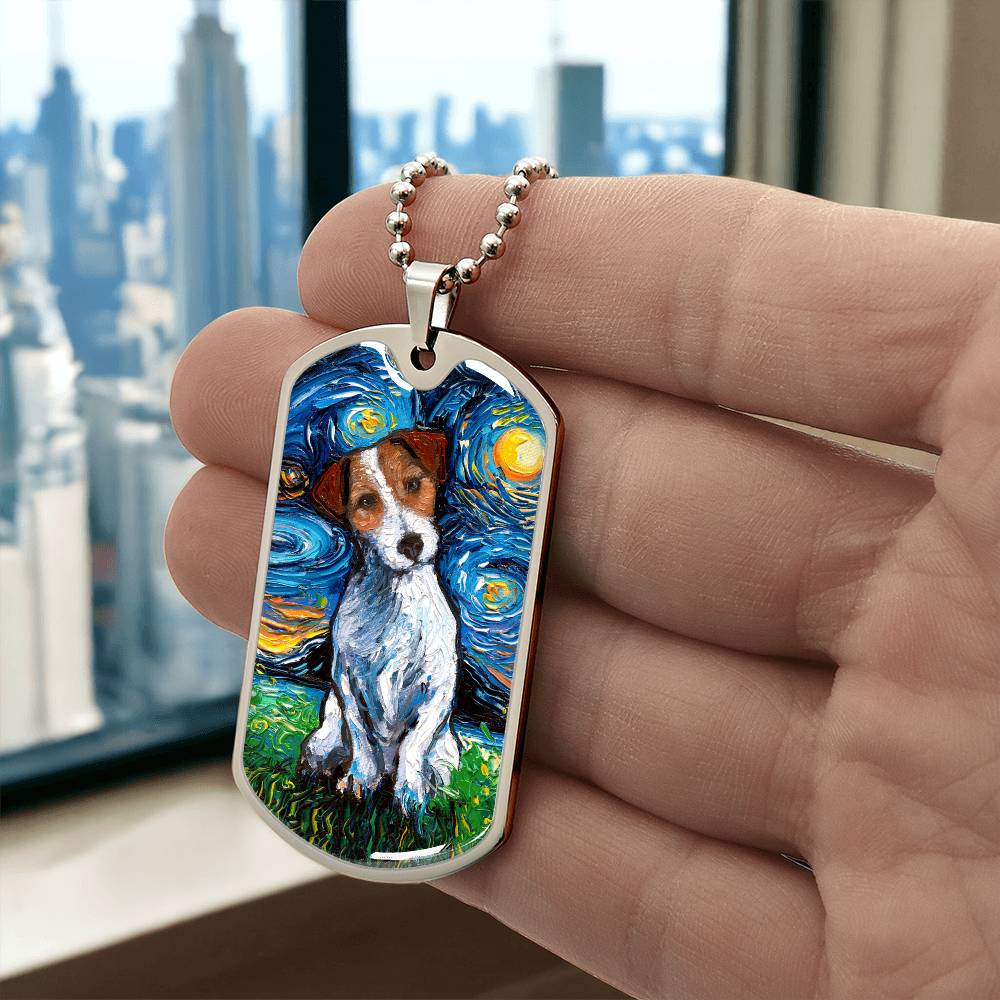 Jack Russell Starry Night Dog Tag Necklace