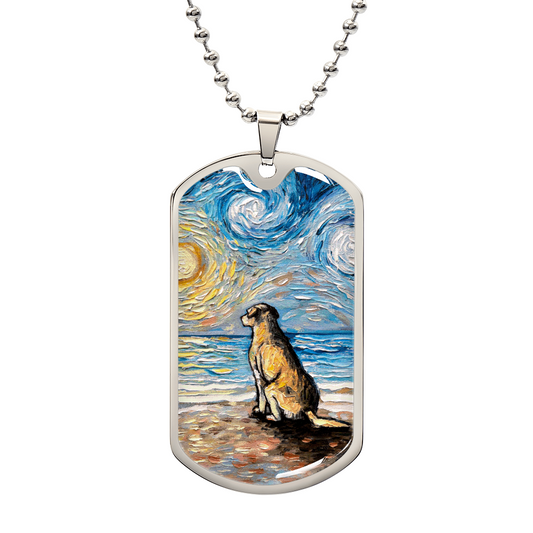 Beach Days - Yellow Labrador Starry Night Dog Tag Necklace