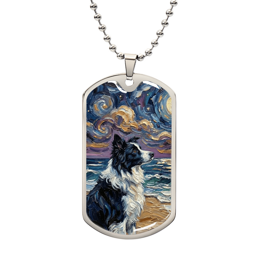 Beach Night - Border Collie Dog Tag Necklace