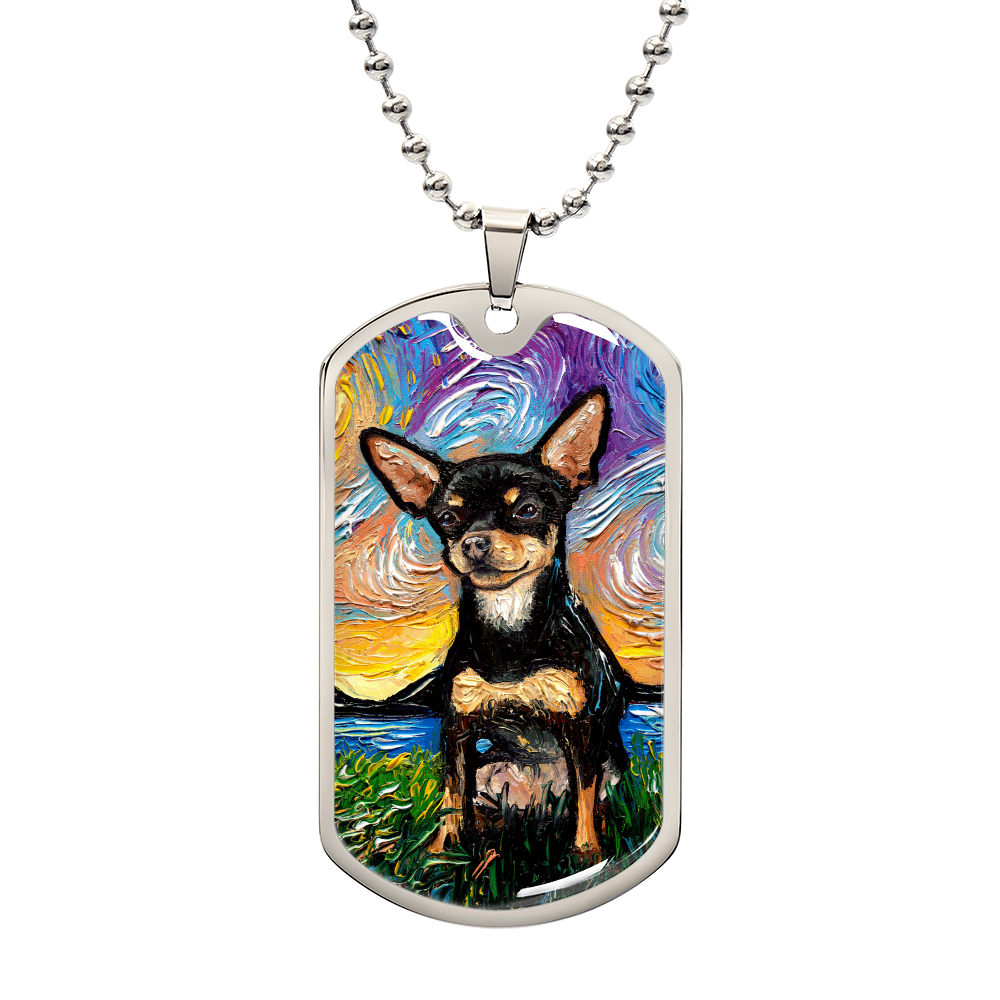 Black and Tan Chihuahua Dog Tag Necklace