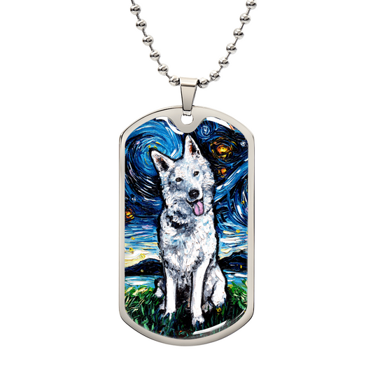 Swiss Shepherd Starry Night Dog Tag Necklace