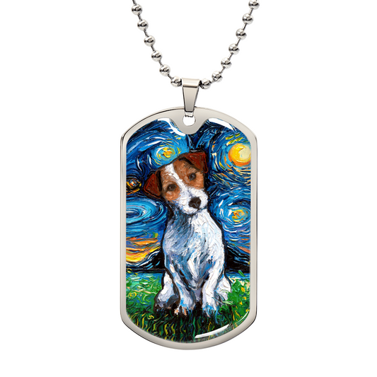 Jack Russell Starry Night Dog Tag Necklace