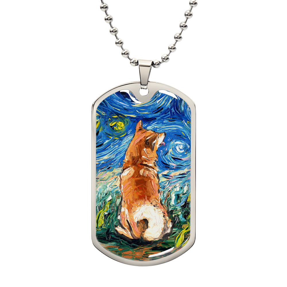 Shiba Inu Starry Night Dog Tag Necklace