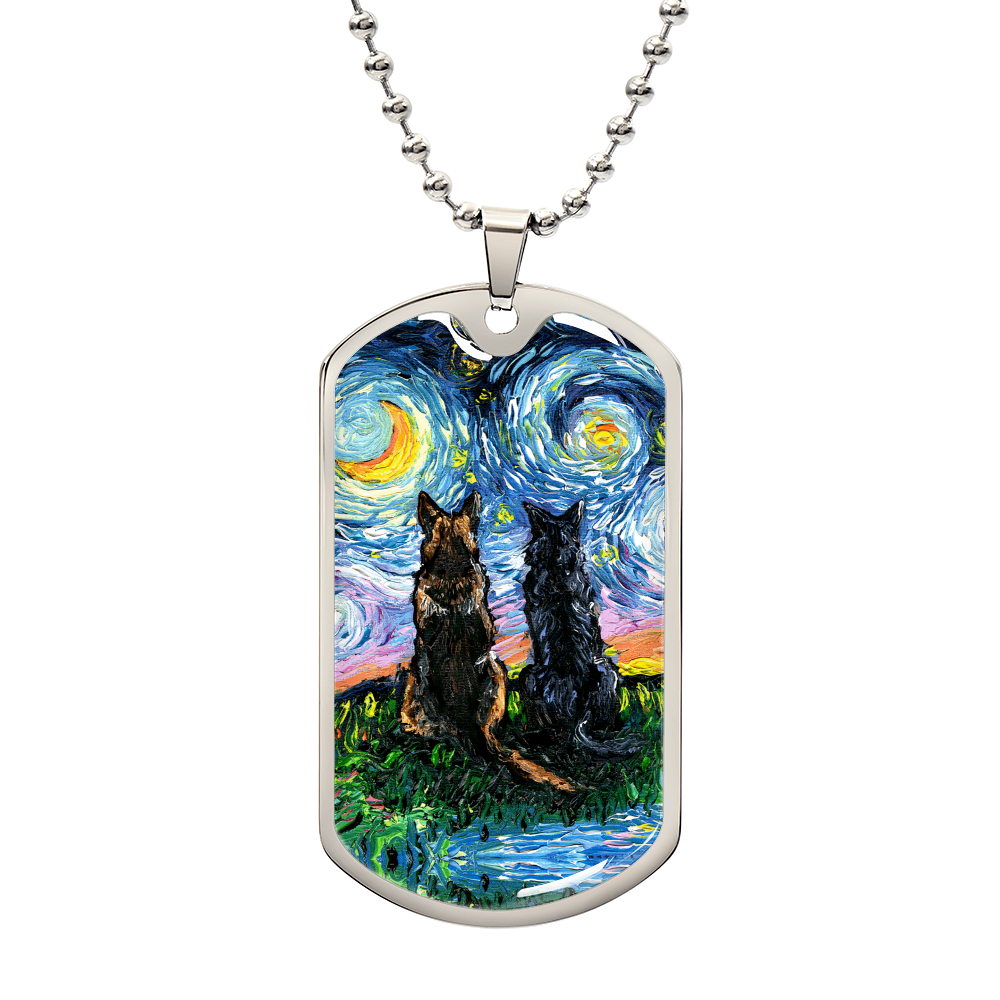 Soulmates Starry Night Dog Tag Necklace