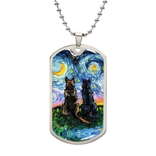 Soulmates Starry Night Dog Tag Necklace