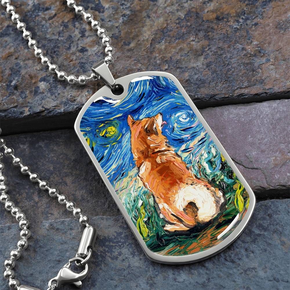 Shiba Inu Starry Night Dog Tag Necklace