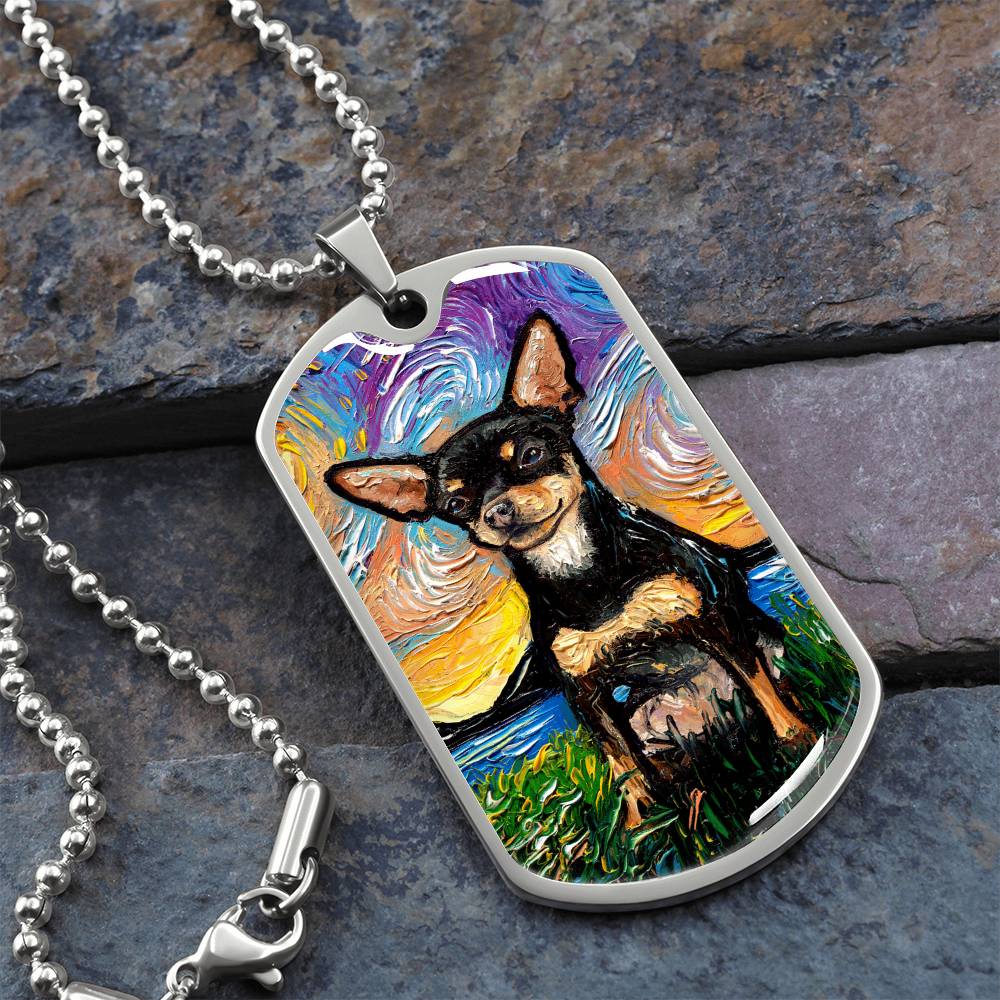 Black and Tan Chihuahua Dog Tag Necklace