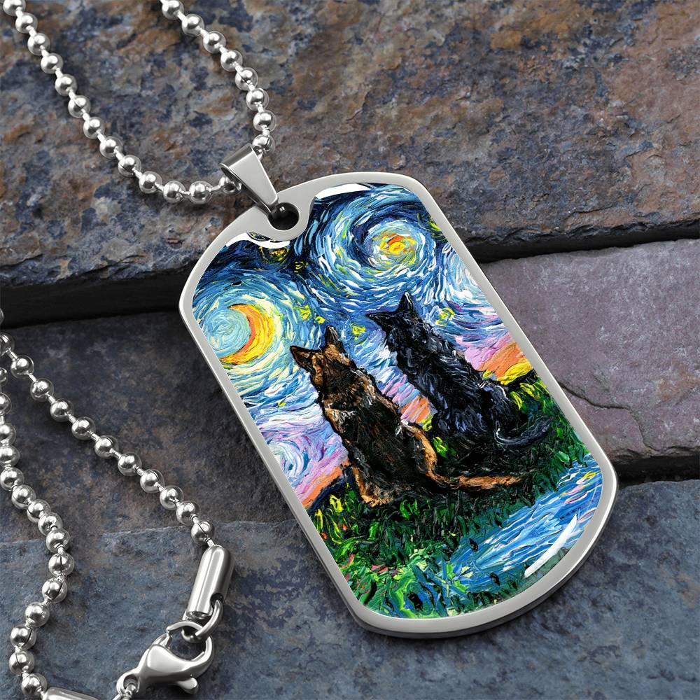 Soulmates Starry Night Dog Tag Necklace