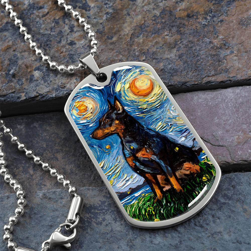 Miniature Pinscher Starry Night Dog Tag Necklace
