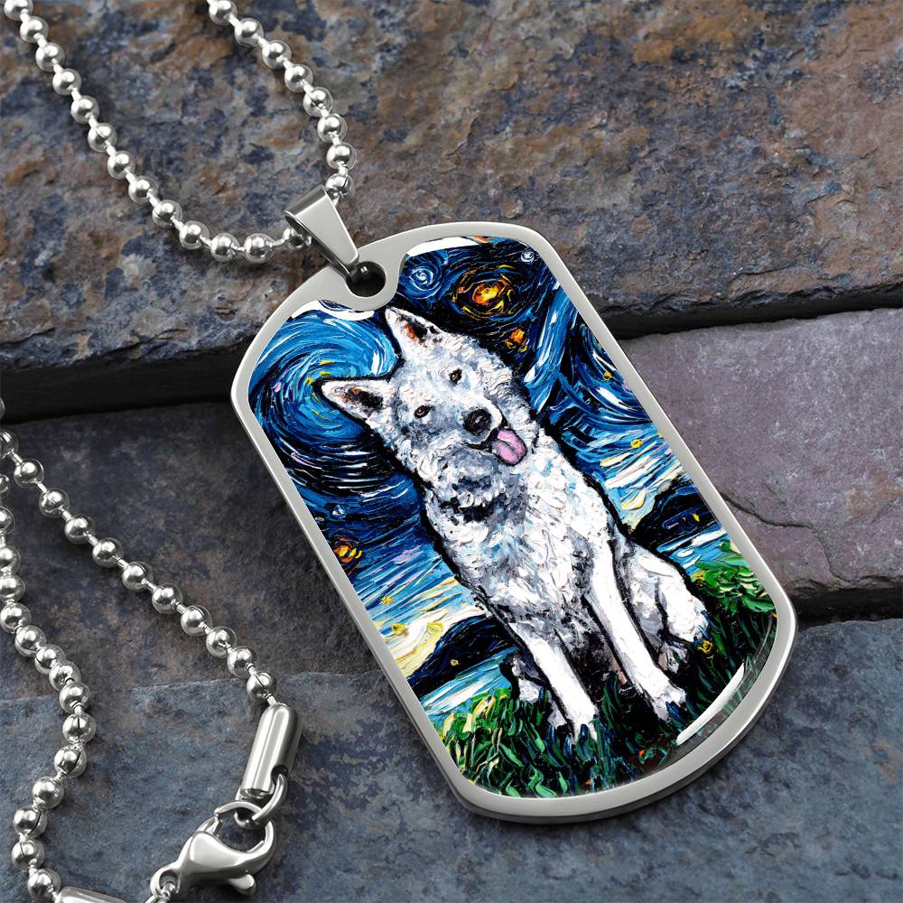 Swiss Shepherd Starry Night Dog Tag Necklace