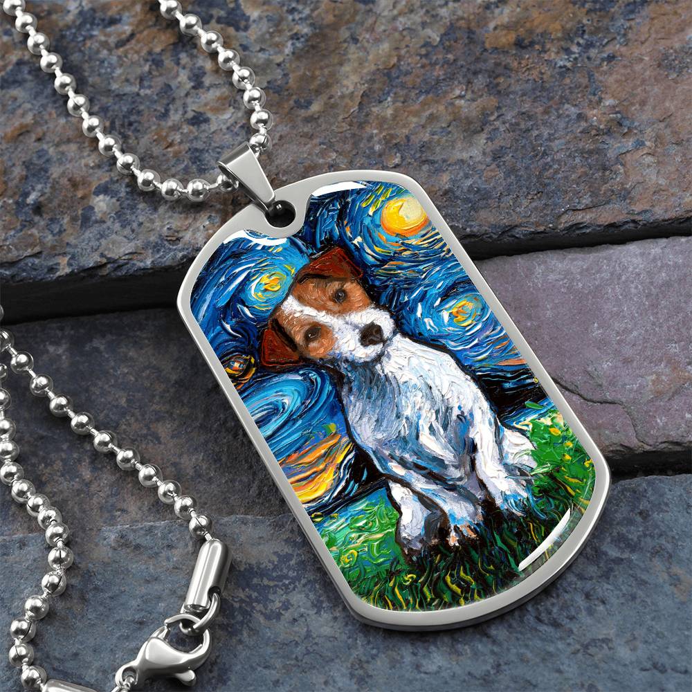 Jack Russell Starry Night Dog Tag Necklace