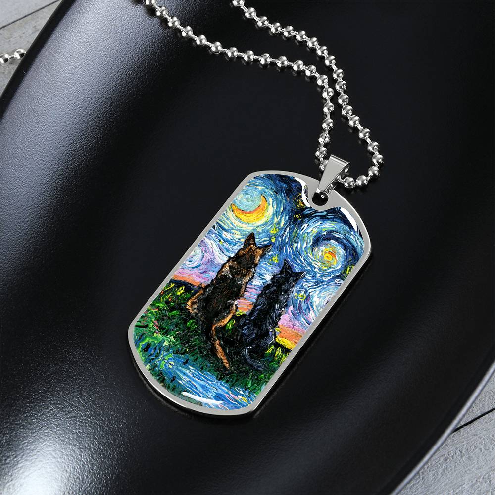 Soulmates Starry Night Dog Tag Necklace