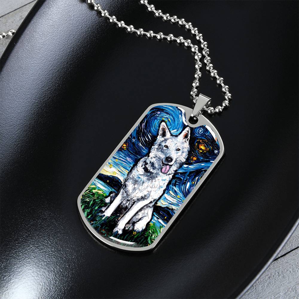 Swiss Shepherd Starry Night Dog Tag Necklace