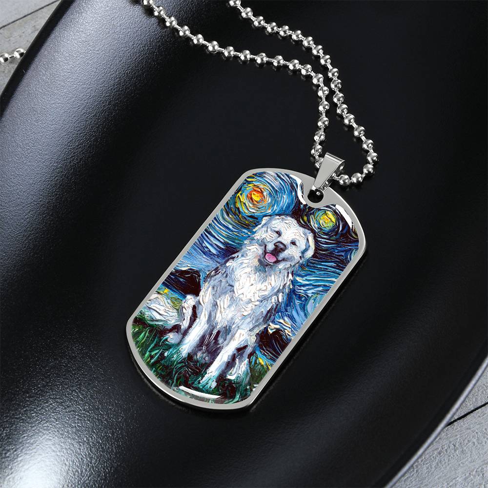 Great Pyrenees Starry Night Dog Tag Necklace