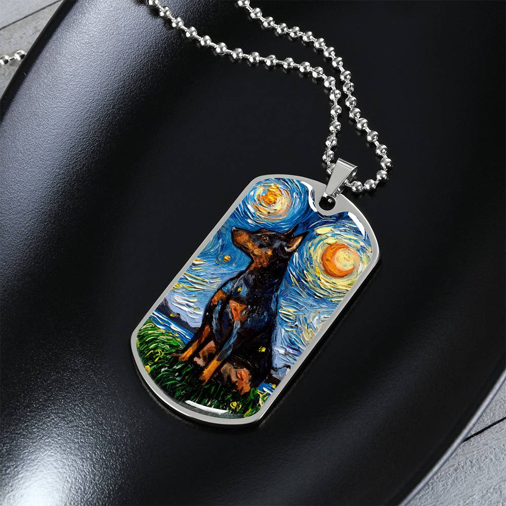 Miniature Pinscher Starry Night Dog Tag Necklace