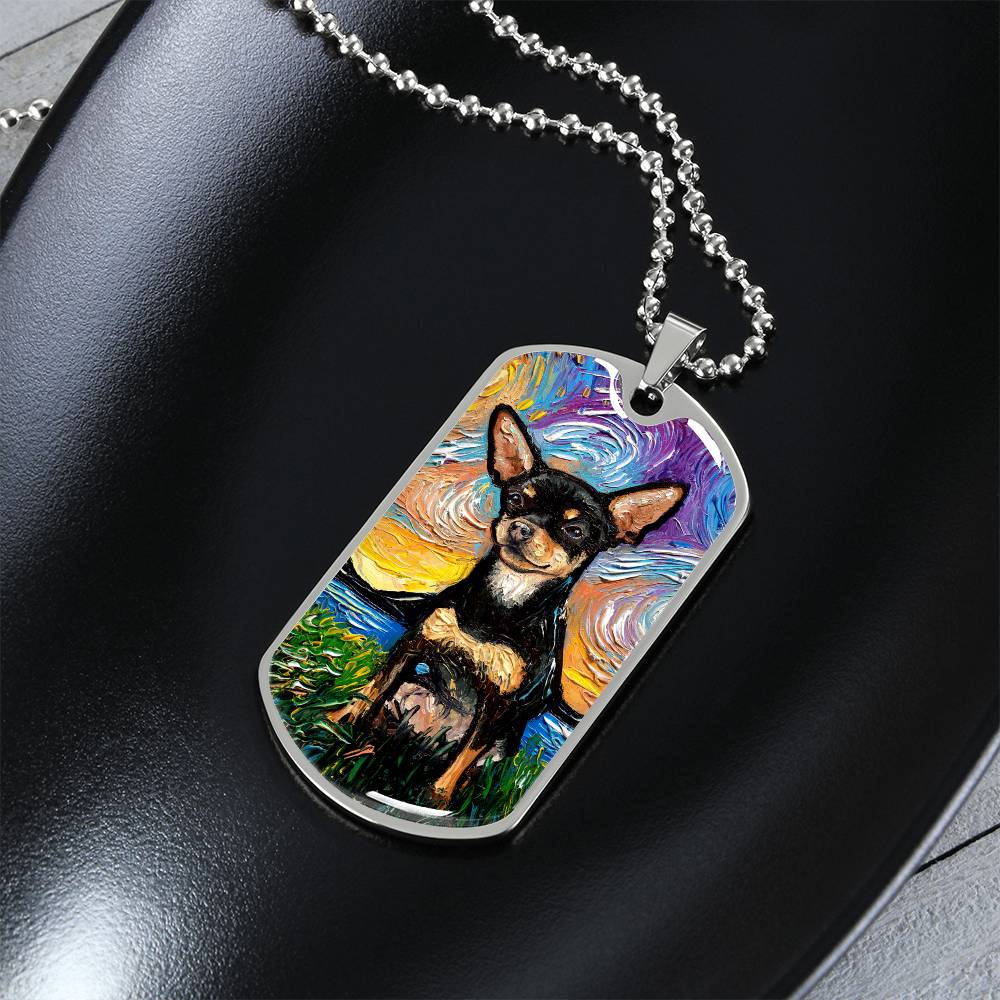 Black and Tan Chihuahua Dog Tag Necklace