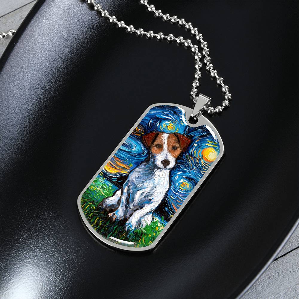 Jack Russell Starry Night Dog Tag Necklace