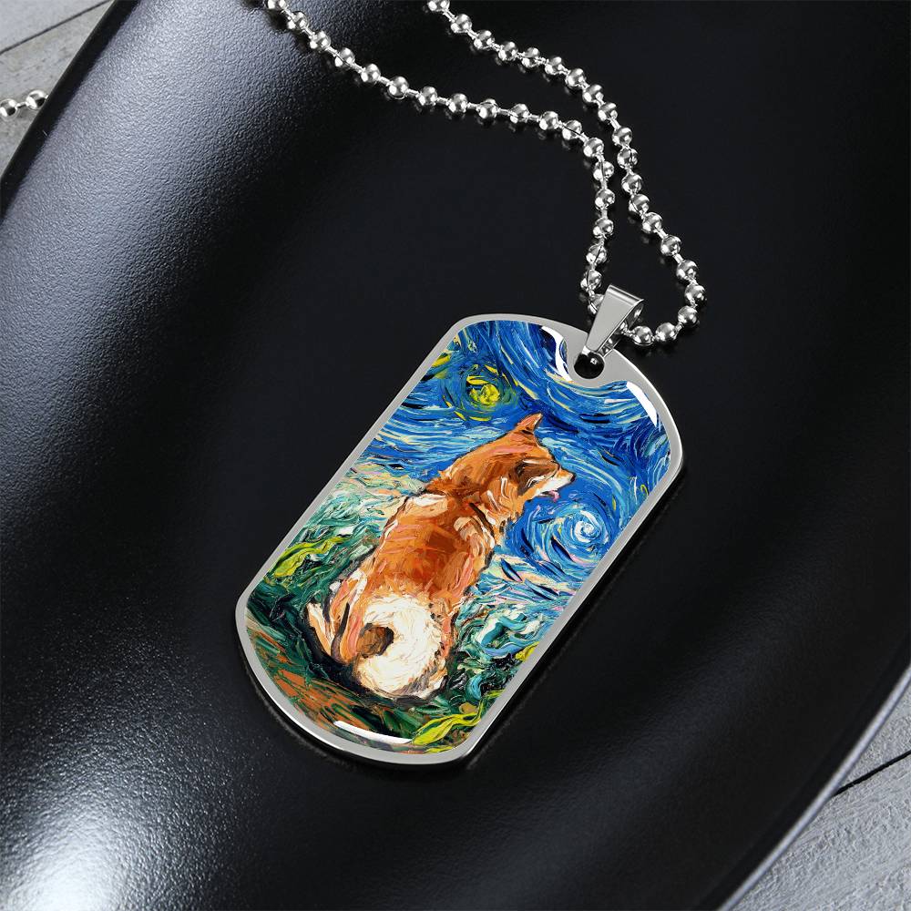 Shiba Inu Starry Night Dog Tag Necklace