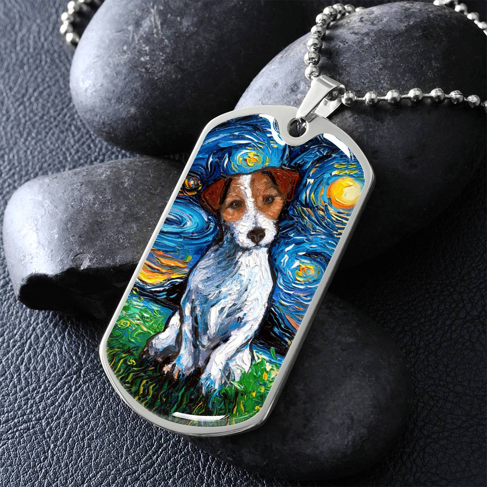 Jack Russell Starry Night Dog Tag Necklace