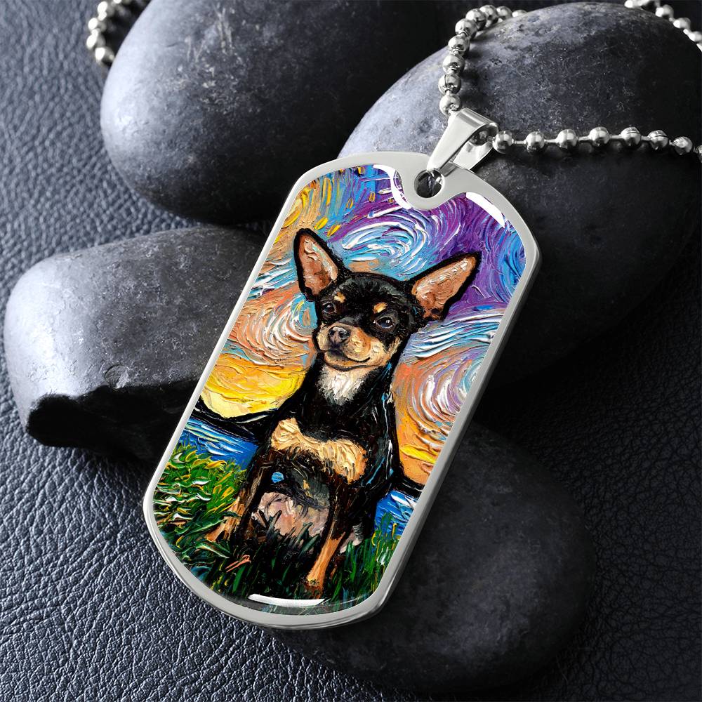 Black and Tan Chihuahua Dog Tag Necklace