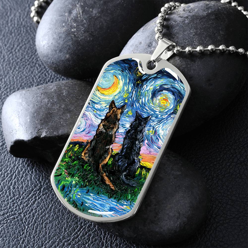 Soulmates Starry Night Dog Tag Necklace