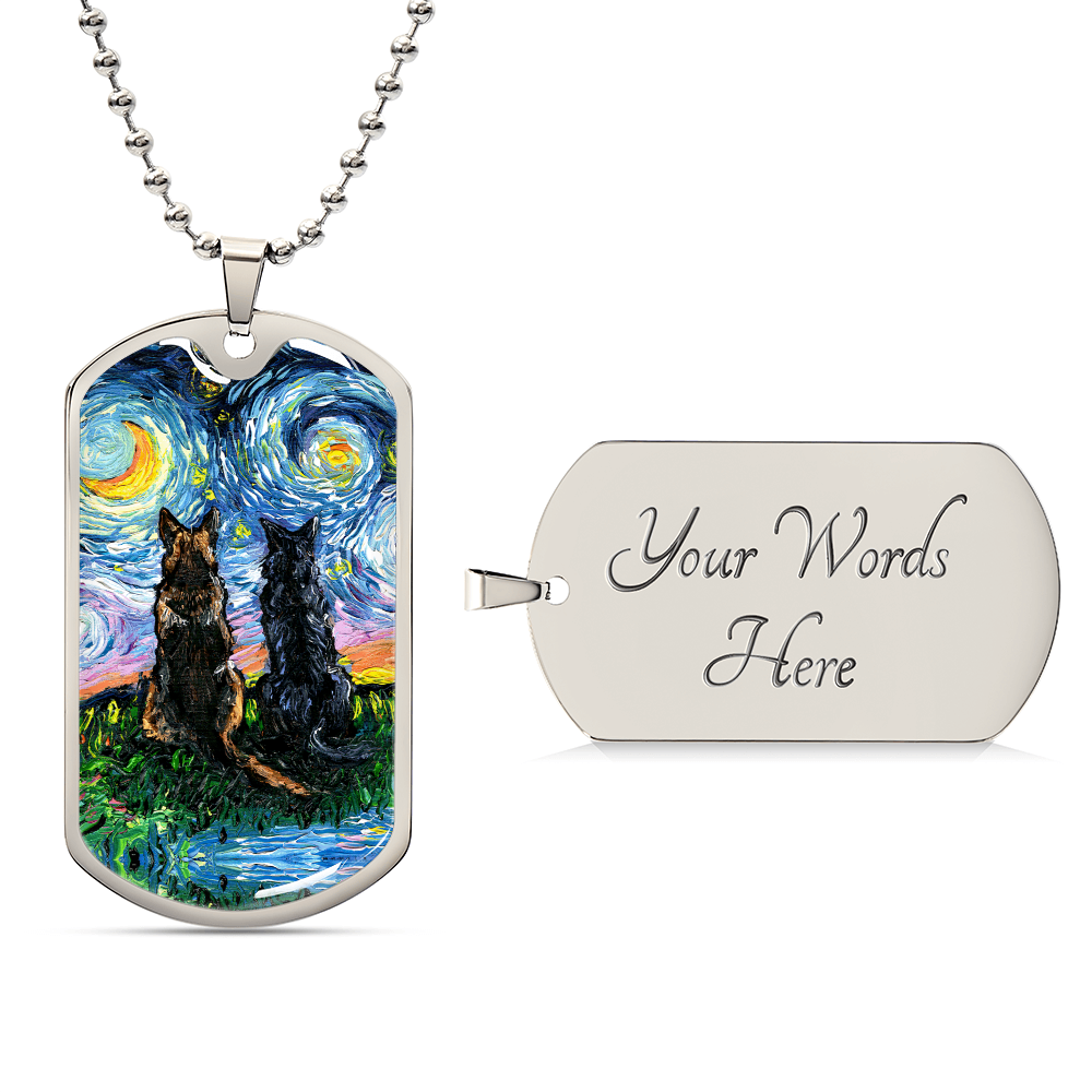Soulmates Starry Night Dog Tag Necklace