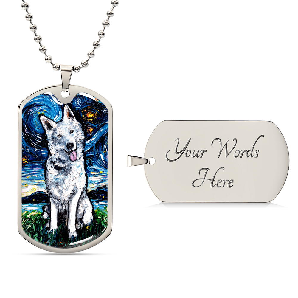 Swiss Shepherd Starry Night Dog Tag Necklace