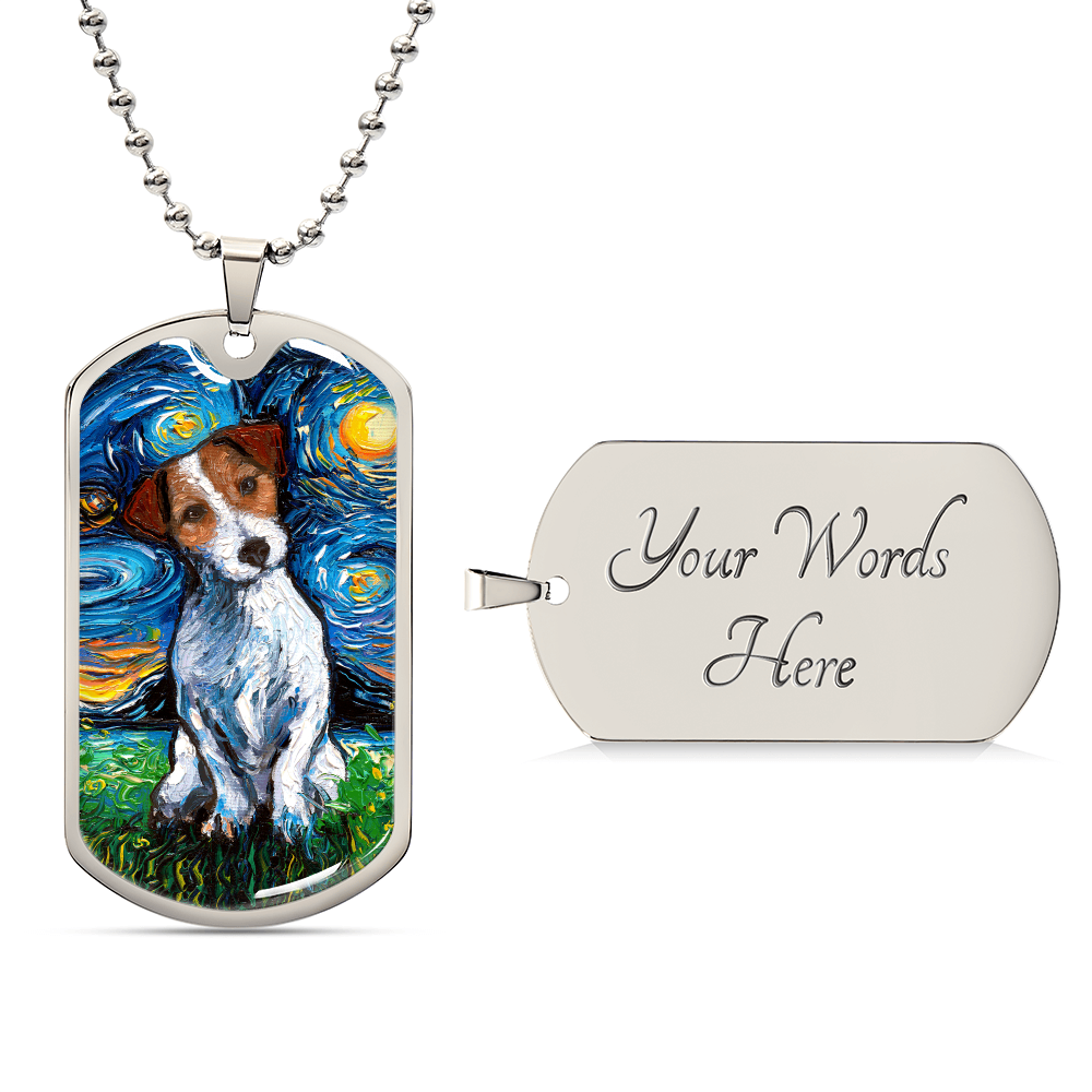 Jack Russell Starry Night Dog Tag Necklace
