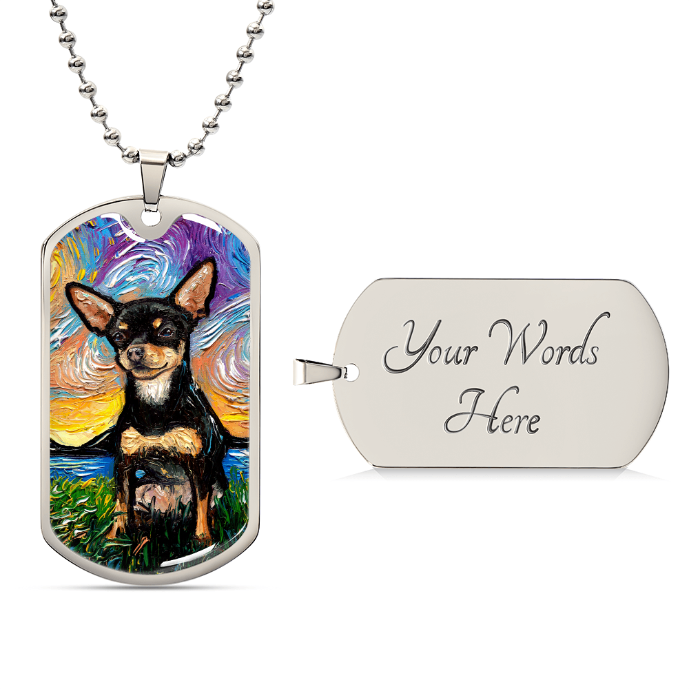 Black and Tan Chihuahua Dog Tag Necklace