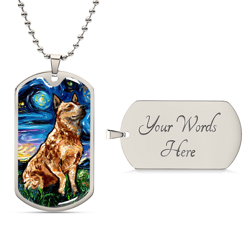 Red Heeler Starry Night Dog Tag Necklace