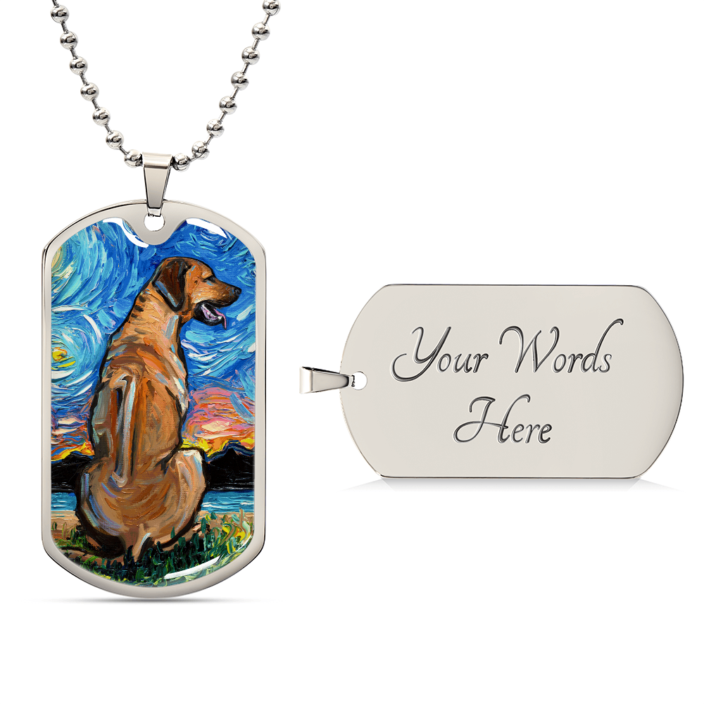 Rhodesian Ridgeback Starry Night Dog Tag Necklace
