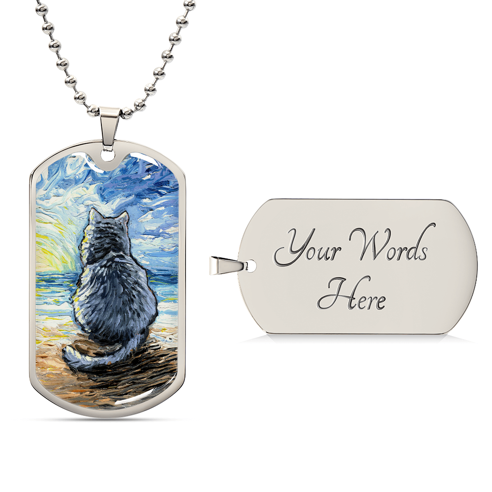 Beach Days - Nebelung Cat Dog Tag Keychain