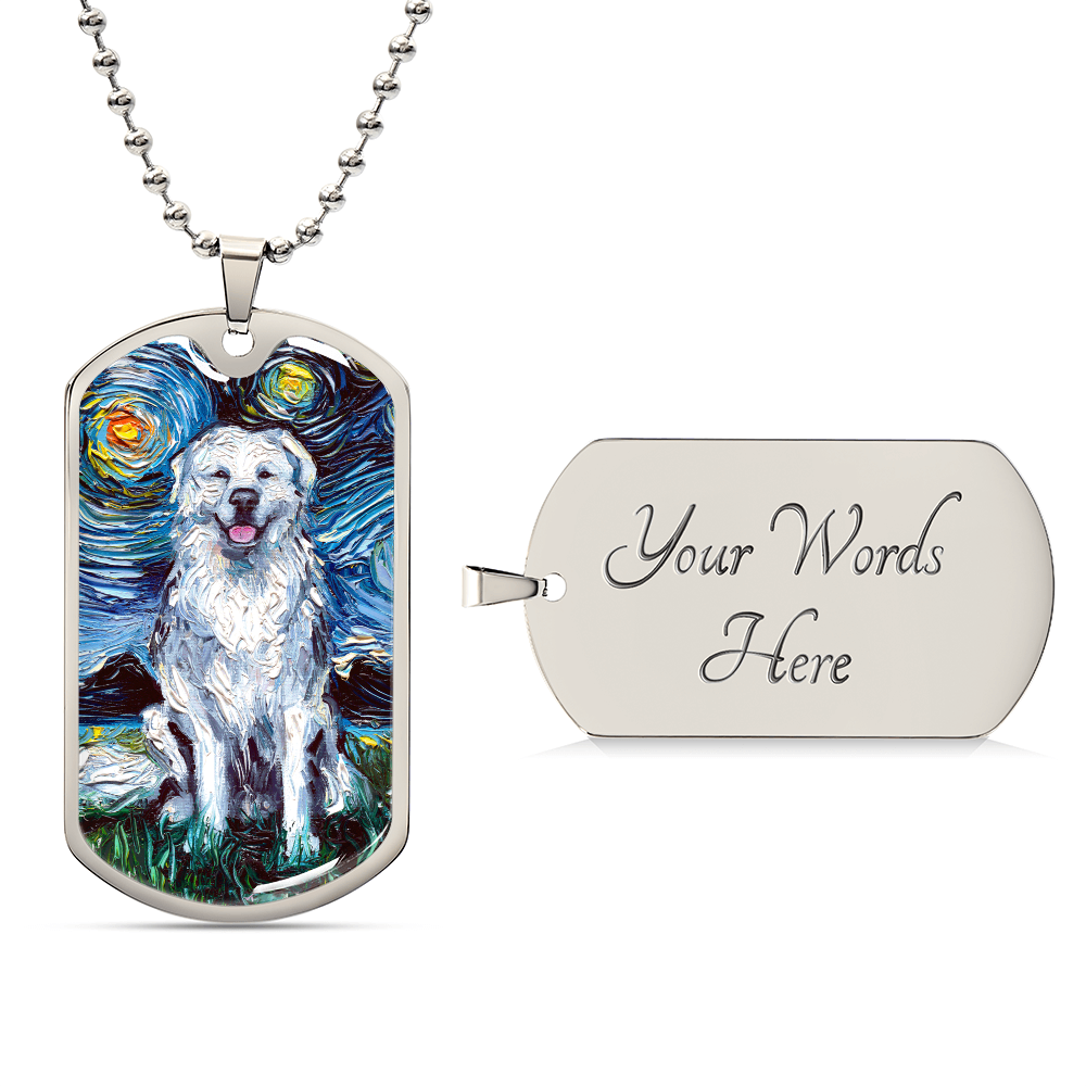 Great Pyrenees Starry Night Dog Tag Necklace