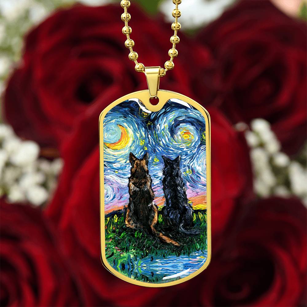 Soulmates Starry Night Dog Tag Necklace