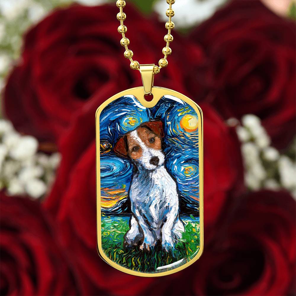 Jack Russell Starry Night Dog Tag Necklace
