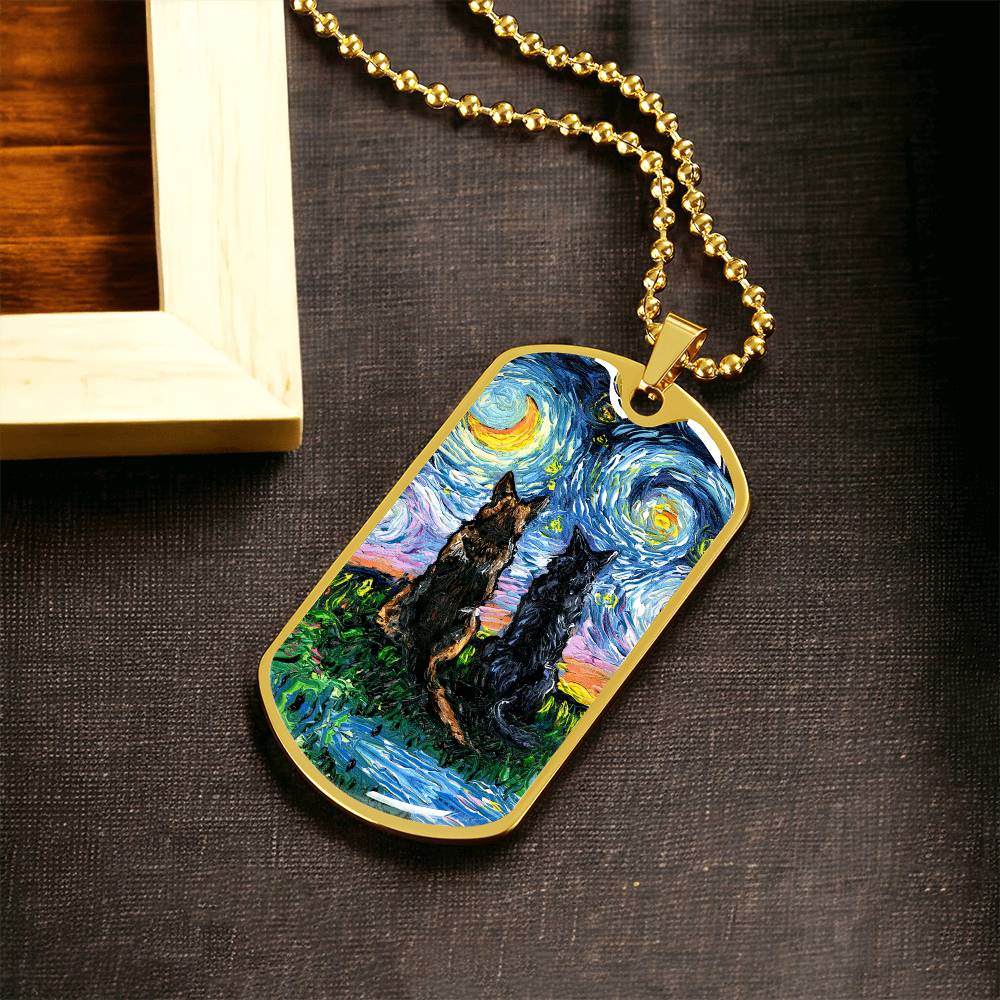 Soulmates Starry Night Dog Tag Necklace