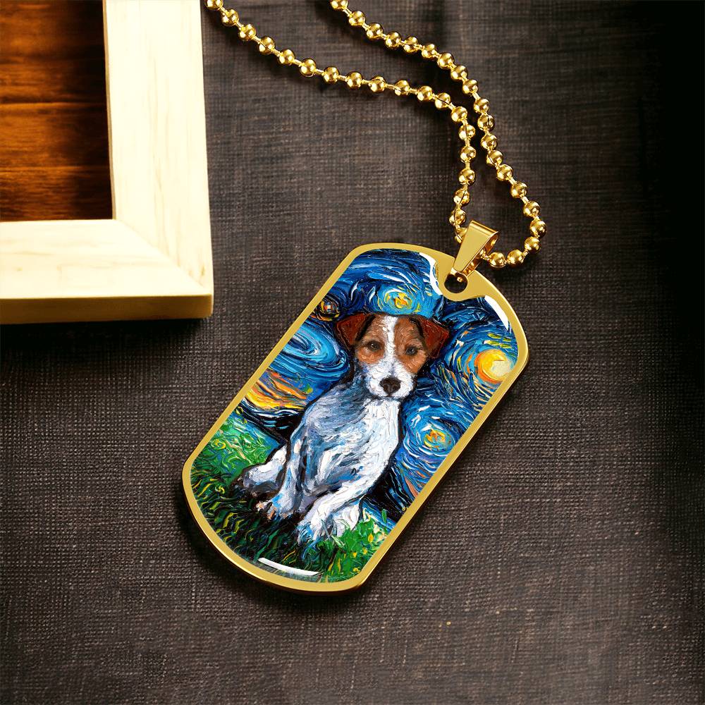 Jack Russell Starry Night Dog Tag Necklace