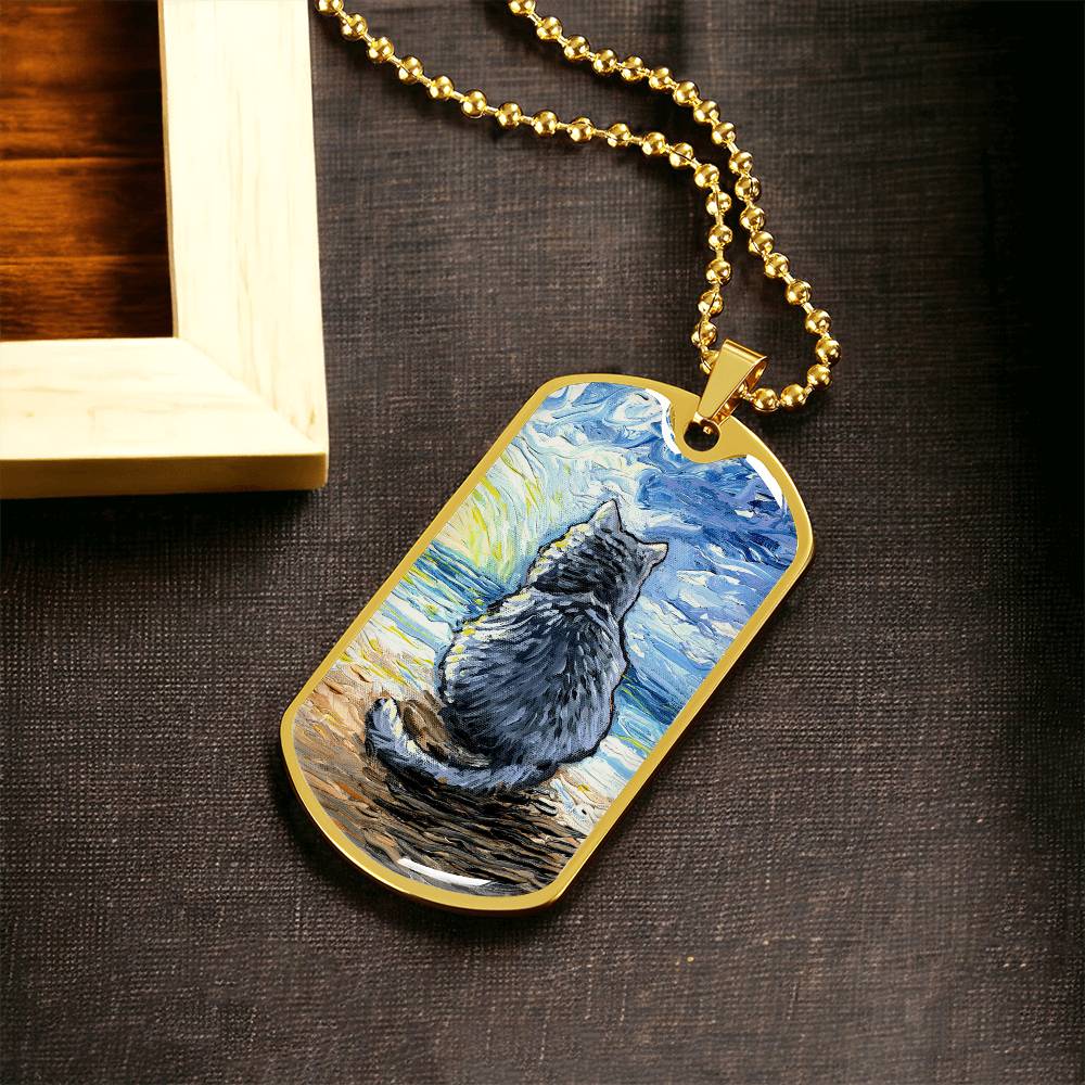 Beach Days - Nebelung Cat Dog Tag Keychain