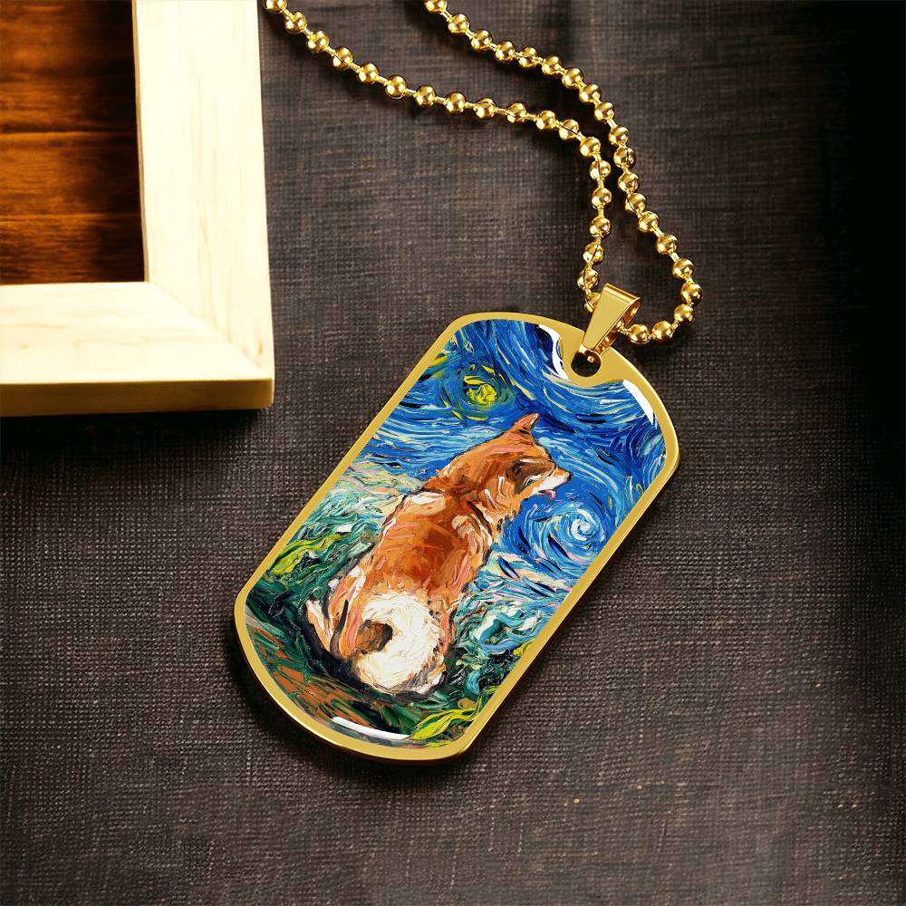 Shiba Inu Starry Night Dog Tag Necklace