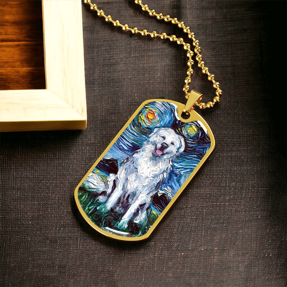 Great Pyrenees Starry Night Dog Tag Necklace