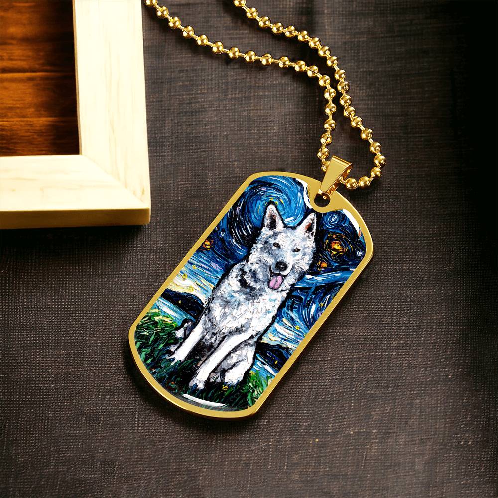 Swiss Shepherd Starry Night Dog Tag Necklace