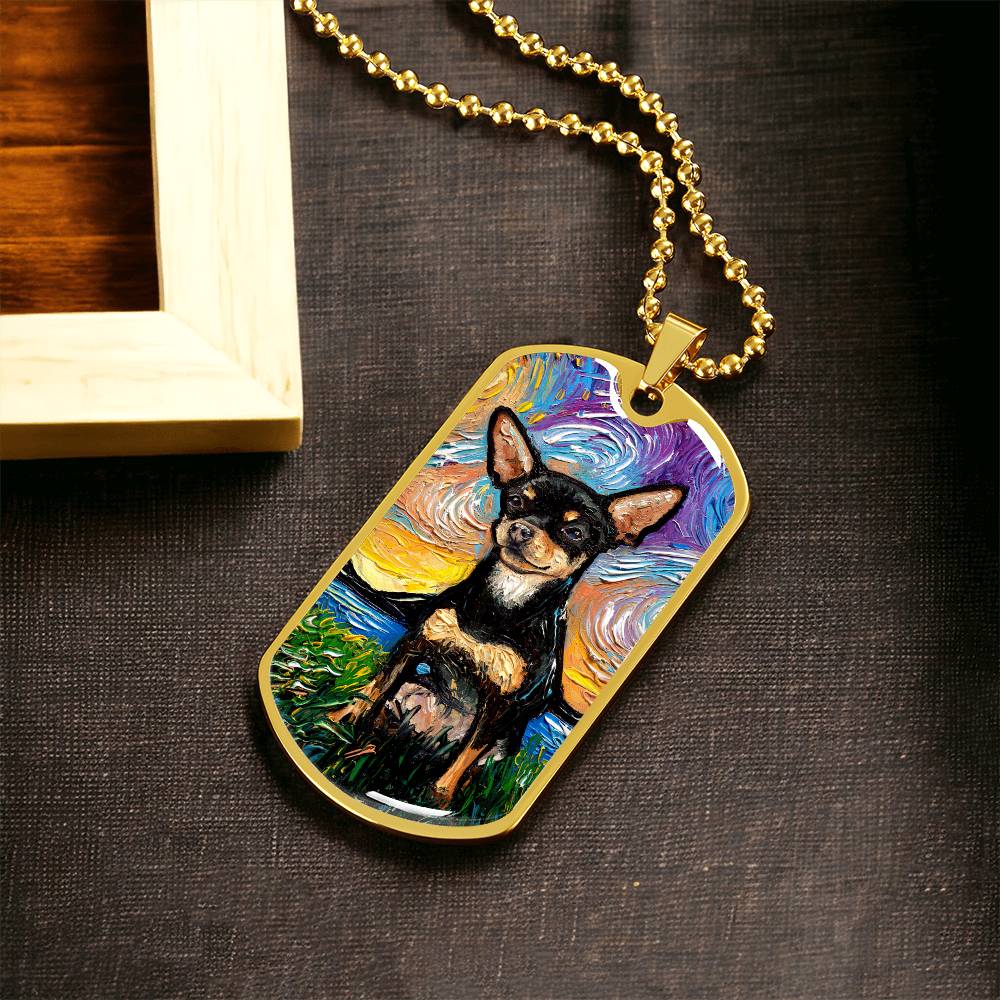 Black and Tan Chihuahua Dog Tag Necklace
