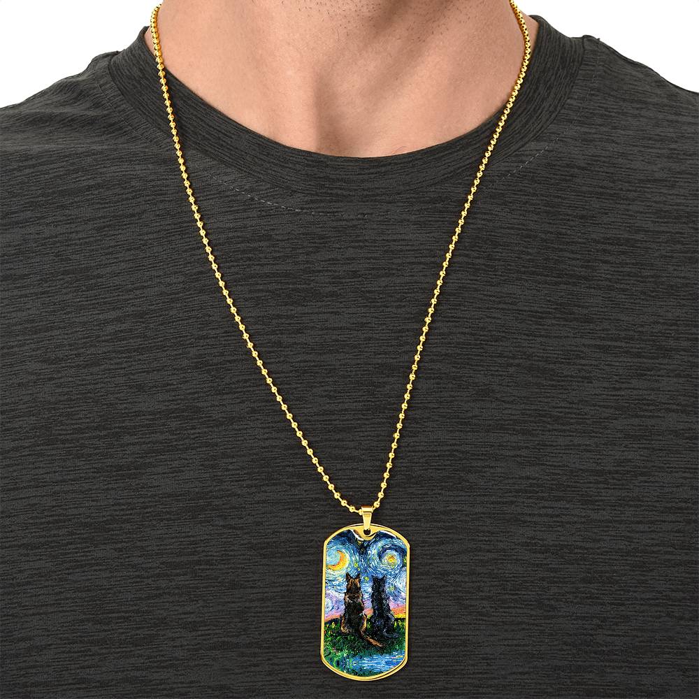 Soulmates Starry Night Dog Tag Necklace