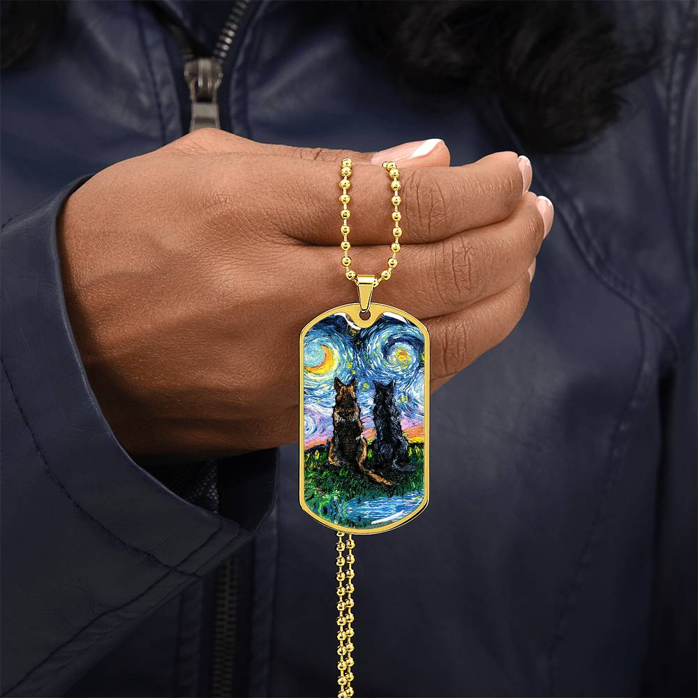 Soulmates Starry Night Dog Tag Necklace